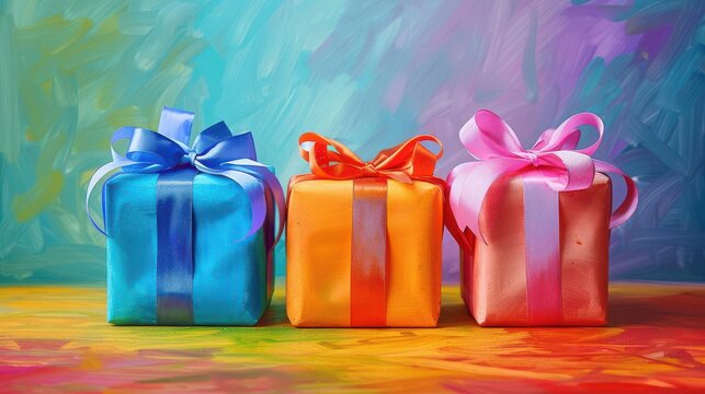 Gift flat design front view theme joy cartoon drawing colored pastel