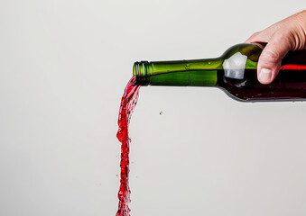 red wine pouring into glass