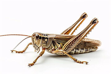 Fototapeta premium A detailed close-up of a grasshopper with intricate textures and patterns on its body, highlighting its natural design