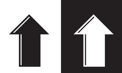 Straight pointed arrow icon. Black and black arrow pointing to the right. Black and white direction pointer set. EPS 10