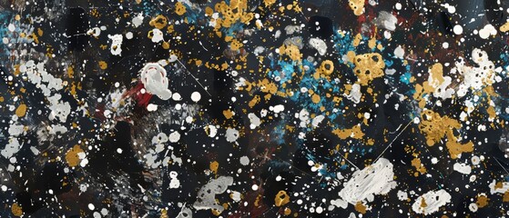 Panoramic close-up, high detail scan of metallic paint splatter texture, Generative AI