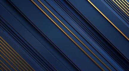 Obraz premium Blue Night Business Border with Gold Lines. 3D Abstract Polygonal Gradient Background. Royal Premium Geo Design. Dark Blue Luxury Card.