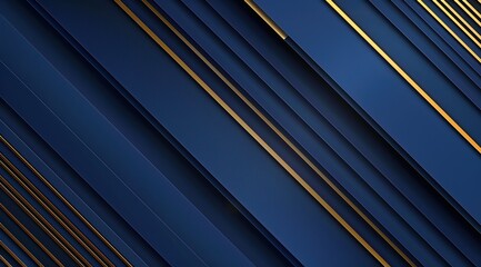 Obraz premium Blue Night Business Border with Gold Lines. 3D Abstract Polygonal Gradient Background. Royal Premium Geo Design. Dark Blue Luxury Card.