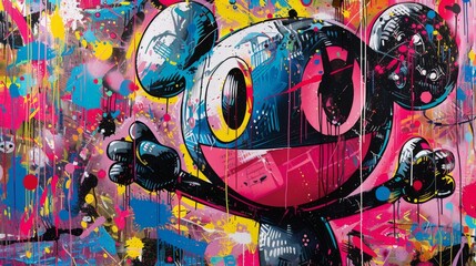 Abstract Graffiti Art with a Cartoon Character
