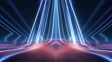 Light neon tunnel, abstract neon background.