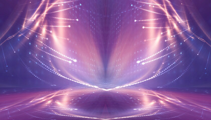 Fototapeta premium Abstraction with rays and neon.