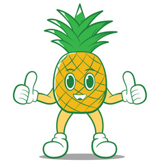 cute pineapple classic character mascot icon, editable vector hand drawn