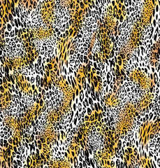 Seamless Endless Leopard Animal Skin Geometric Print Pattern Colorful Batik Background