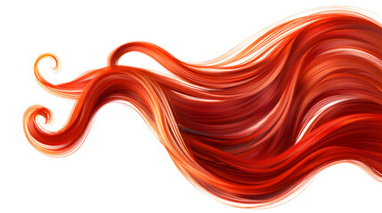 a lock of red hair isolated on a white background, realistic