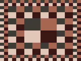 Square design with brown and black squares in a repeating pattern