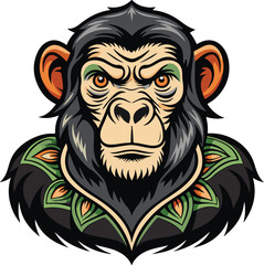 A nice chimpanzee cartoon silhouette vector art illustration free Download