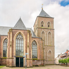 Obraz premium View at the Buitenkerk Church in the streets of Kampen in Netherlands
