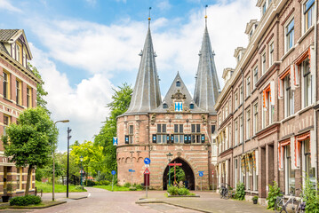 View at the Cellebroederspoort Gate in the streets of Kampen - Netherlands