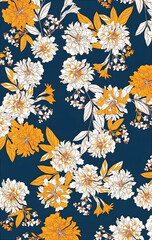 Seamless retro floral pattern.summer colors