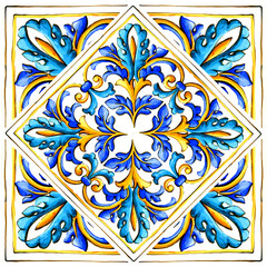 Silk scarf design.Colorful abstract pattern on watercolor flower pattern. Colorful paisley on a white background. Ethnic scarf pattern