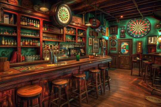 Bar interior with darts