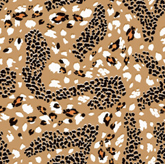 Seamless Endless Leopard Animal Skin Geometric Print Pattern Colorful Batik Background