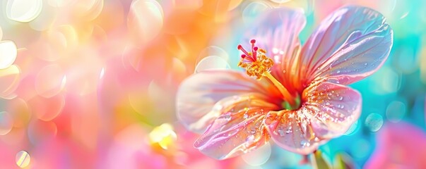 Fototapeta premium Closeup of a blossom in a flower bed, intricate details, vibrant colors, natural light, dynamic scene