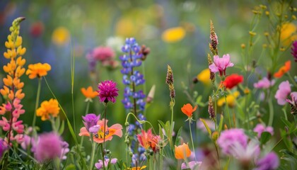 Vibrant springtime garden bursting with colorful blossoms and nature s rejuvenating energy