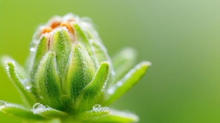 Closeup of a bud and sepals, detailed and vibrant, peaceful natural elements, macro photography