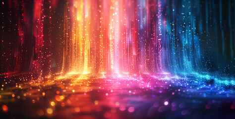 Colorful light stripes and rays for abstract background, photo by AI generative
