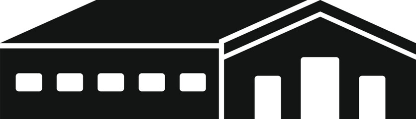 Black silhouette of an industrial warehouse building for storage
