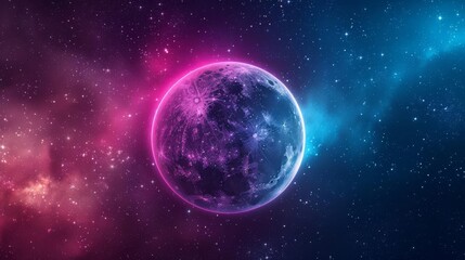 A stunning vibrant image of a colorful planet in deep space, showcasing cosmic beauty and the wonders of the universe.