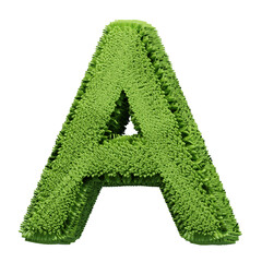 green grass letter a 3d illustration