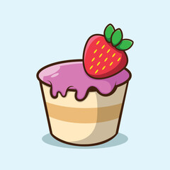 SWEET STRAWBERRY CAKE VECTOR ILLUSTRATION