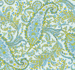 Textile Digital Design Fabric Print Wallpaper Stock shirt design,Paisley Pattern. Seamless Asian Textile Background