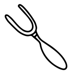 Hand drawn black and white color of Meat Fork design isolated on transparent background. Vector illustration. 