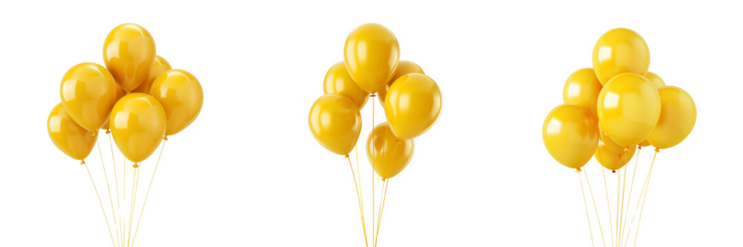 Fototapeta Set of yellow party balloons isolated on transparent background