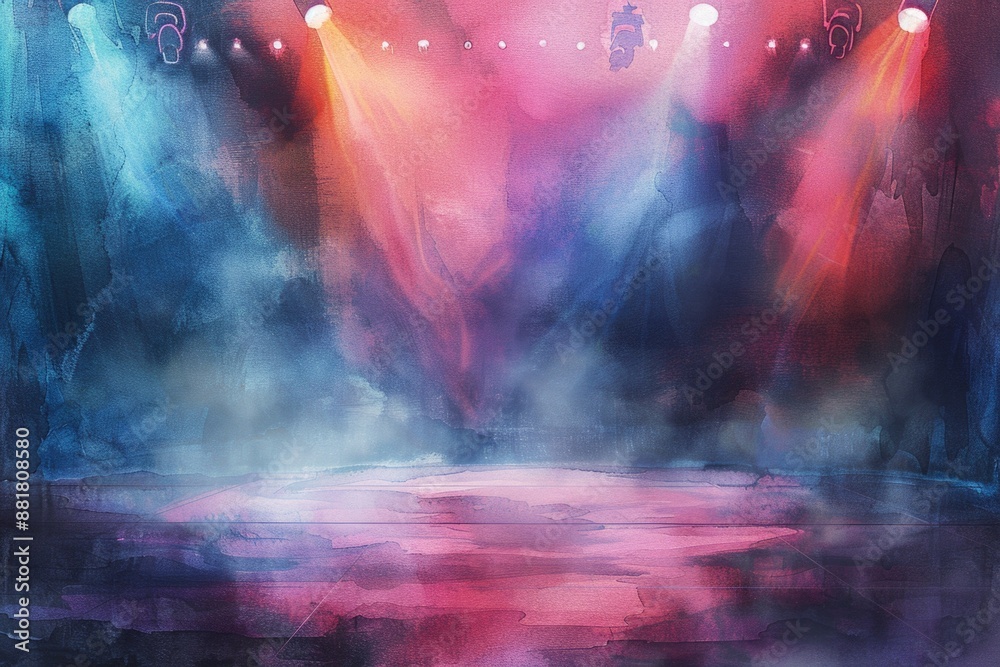 Poster a colorful stage performance with bright lights and a lively atmosphere