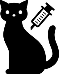 注射をしている猫のアイコン（injection to cat icon）