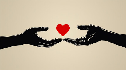 Minimalist Poster Design for International Day of Charity - Hands Holding Heart Illustration
