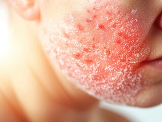 Fototapeta premium Allergic rash on skin selective focus, vibrant, Multilayer, hospital setting