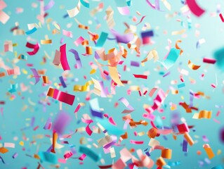 Colorful confetti falling from the sky focus on, vibrant, Overlay, celebration party