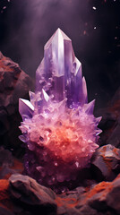 Digital amethyst geometric abstract graphics poster mobile phone background