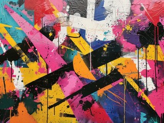 Fototapeta premium Abstract colorful patterns flat design top view space theme animation Split-complementary color scheme