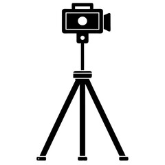 Camera stand vector icon silhouette illustration