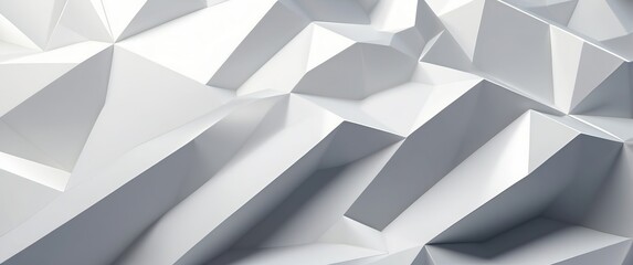 Fototapeta premium Abstract white 3D geometric textured pattern featuring angular shapes and polygons, perfect for modern design, architecture, and minimalistic art concepts