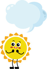 Obraz premium Funny sun mascot with empty speech bubble.