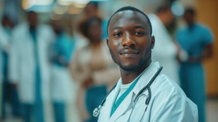 Obraz premium image of confident male doctor in medical uniform.