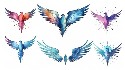 Fototapeta premium set wings isolated on white background