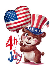 4th of July Celebration Teddy Bear Vector Illustration