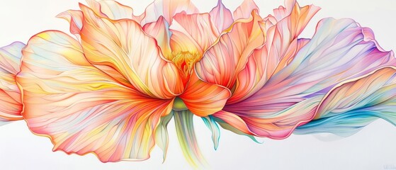 Fototapeta premium Delicate watercolor painting of a blooming flower with soft petals.