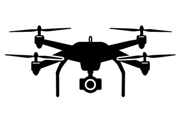 Drone icon silhouette vector art illustration on white background