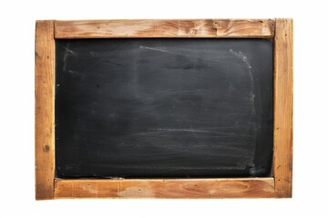 Blackboard in wooden frame isolated on a white background. Black chalkboard background texture