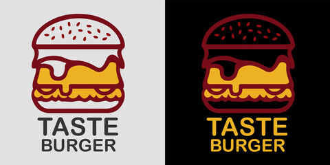 Burger Logo, Fast food logo, Logo illustration, emblem, label, Burger vintage logo design