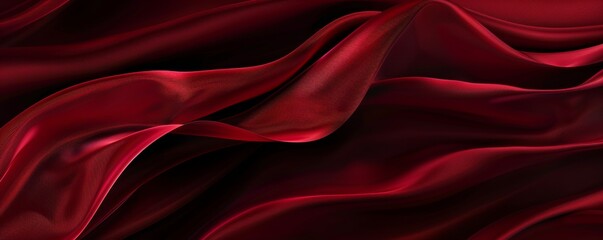 Obraz premium Luxurious red satin fabric flowing and forming elegant waves, perfect for backgrounds or to convey concepts such as luxury, elegance, or sophistication
